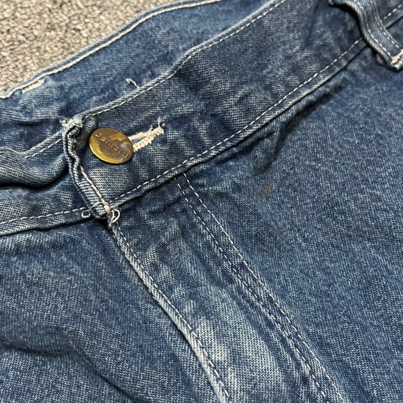 Vintage Carhartt B28 DST Denim Carpenter Shorts Blue Size 42 Workwear Utility - Picture 6 of 8